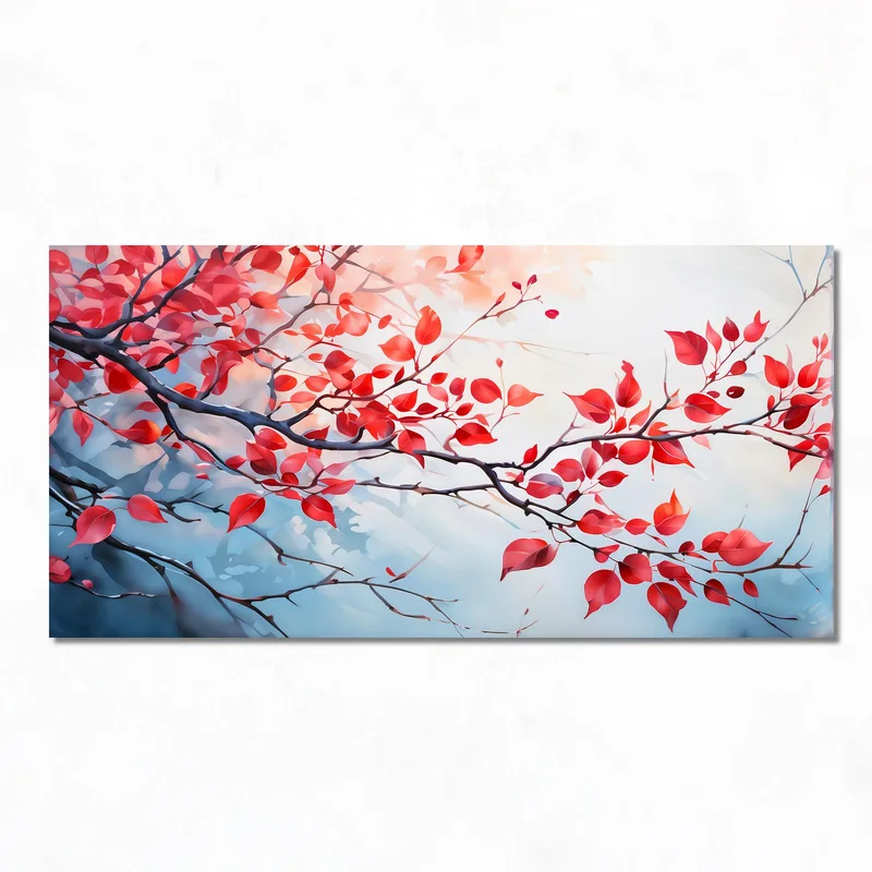 Red Autumn Leaves Branch fine art print