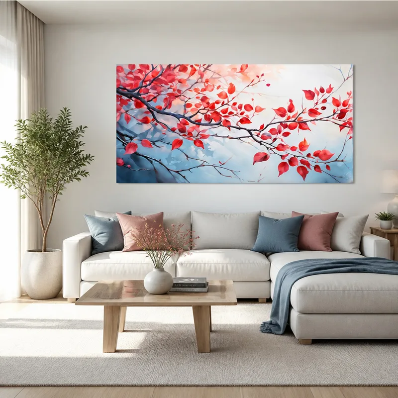 Red Autumn Leaves Branch fine art print