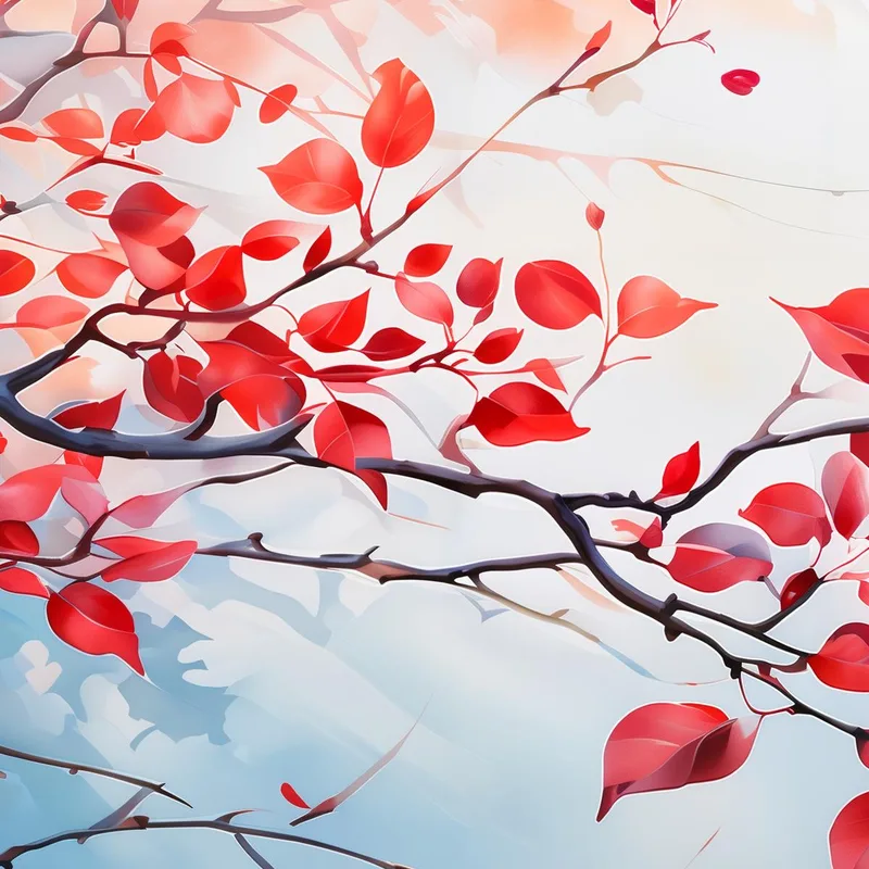 Red Autumn Leaves Branch fine art print