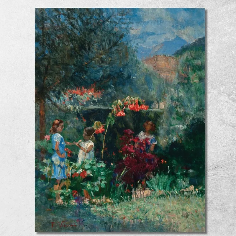 Tre Ragazze Nel Giardino Eliseu Visconti quadro stampa su tela
