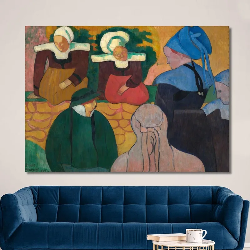 Bretonische Frauen An Einer Wand Emile Bernard