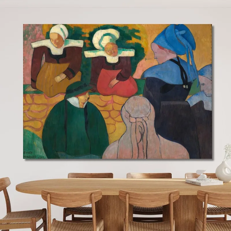 Bretonische Frauen An Einer Wand Emile Bernard