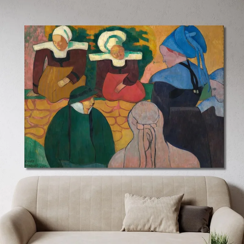 Bretonische Frauen An Einer Wand Emile Bernard