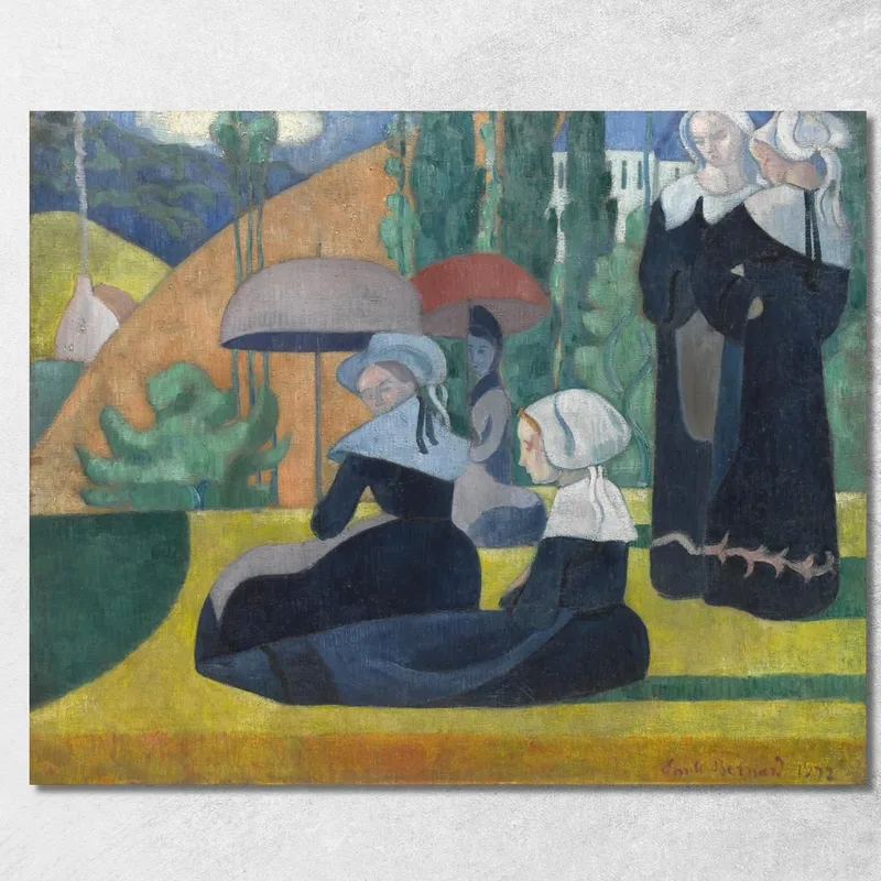 Donne Bretoni Con Ombrelli Emile Bernard quadro stampa su tela
