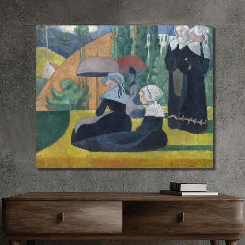 Bretonische Frauen Mit Regenschirmen Emile Bernard