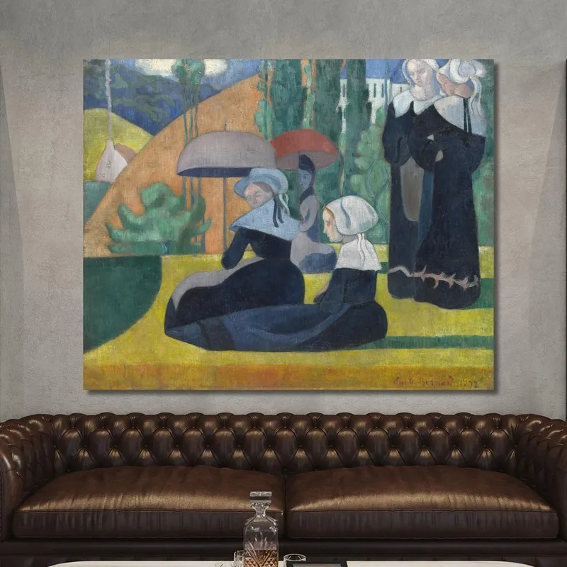 Bretonische Frauen Mit Regenschirmen Emile Bernard