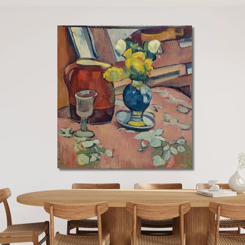 Bodegón Jarrón De Flores Jarra Y Vidrio Emile Bernard