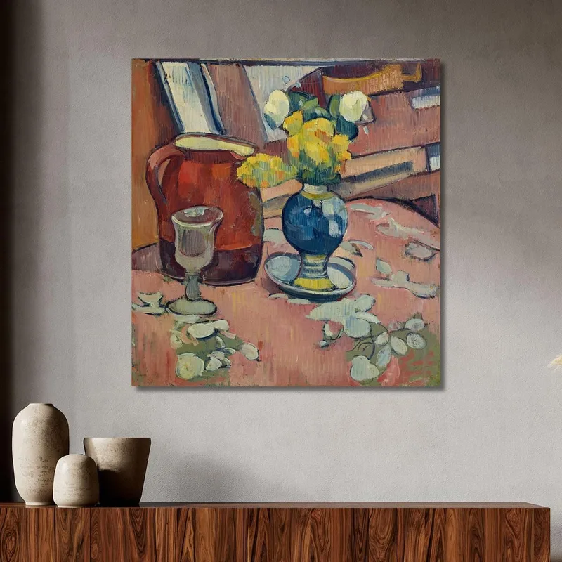 Bodegón Jarrón De Flores Jarra Y Vidrio Emile Bernard
