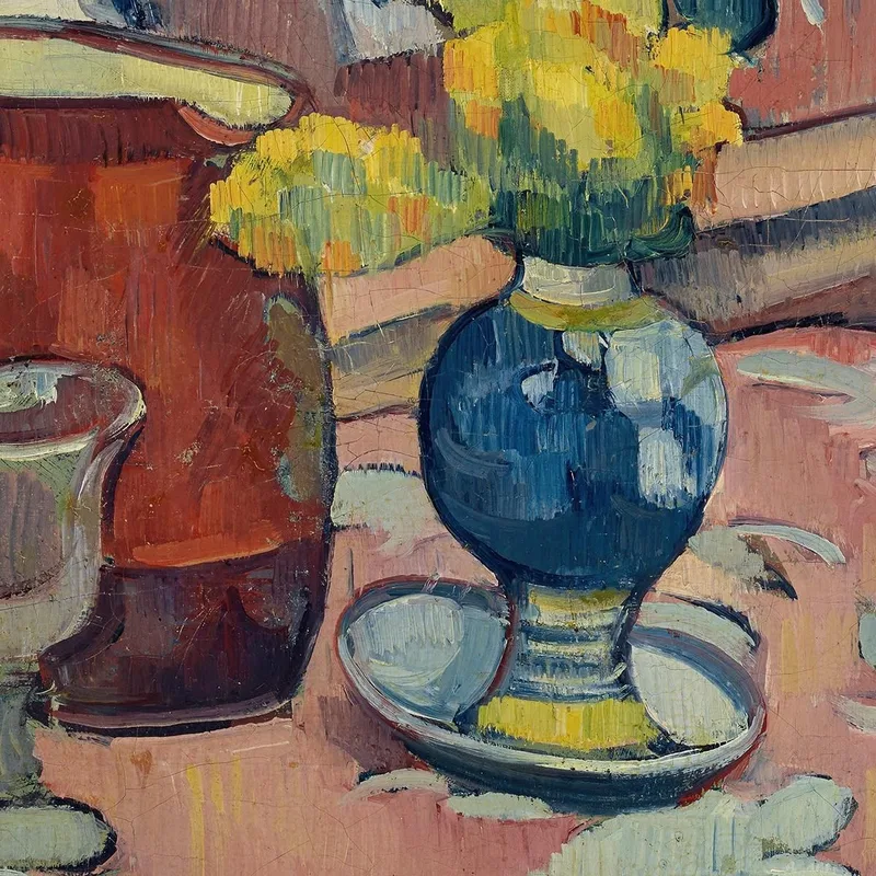 Bodegón Jarrón De Flores Jarra Y Vidrio Emile Bernard