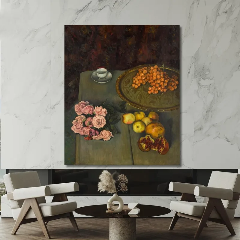 Still Life With Roses And Fruit Emile Bernard