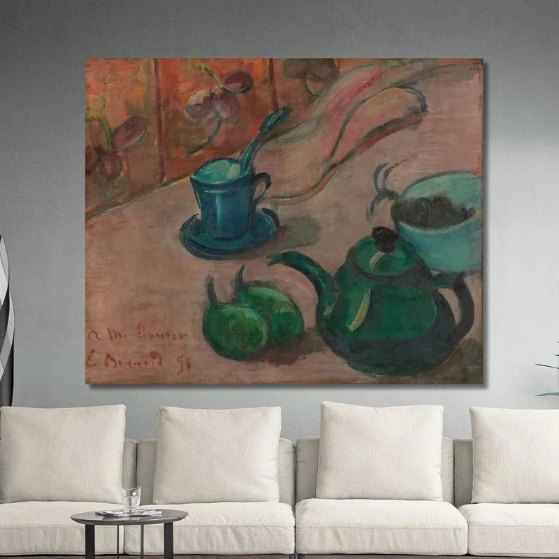 Still Life With Teapot Cup And Fruit Emile Bernard