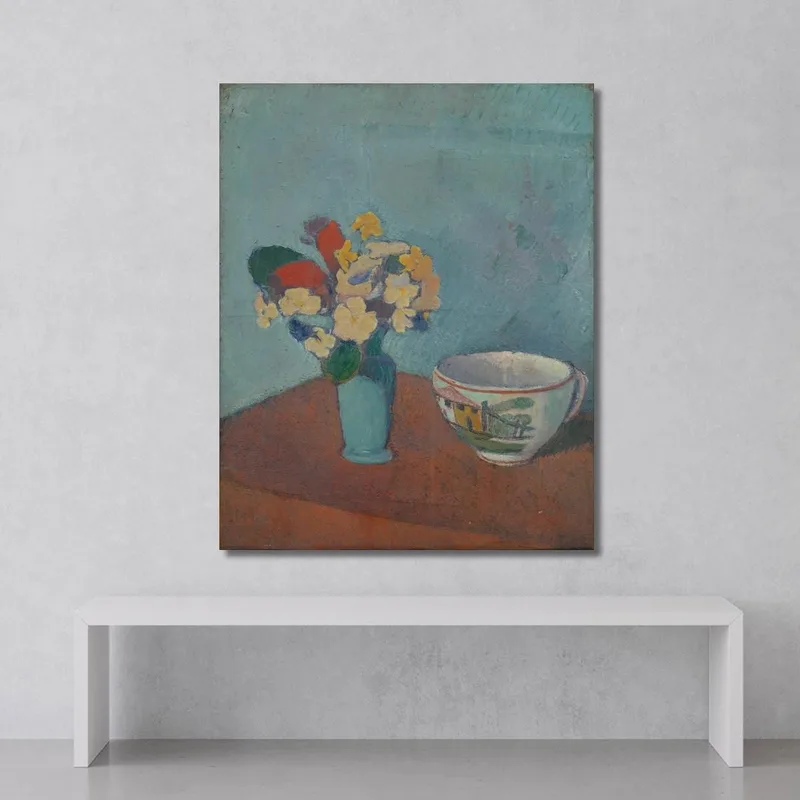 Jarrón Con Flores Y Taza Emile Bernard
