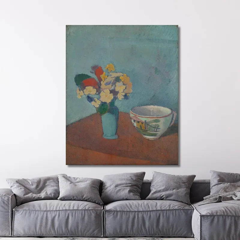 Jarrón Con Flores Y Taza Emile Bernard