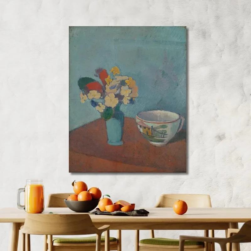 Jarrón Con Flores Y Taza Emile Bernard
