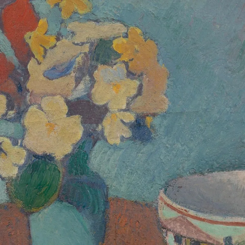 Jarrón Con Flores Y Taza Emile Bernard