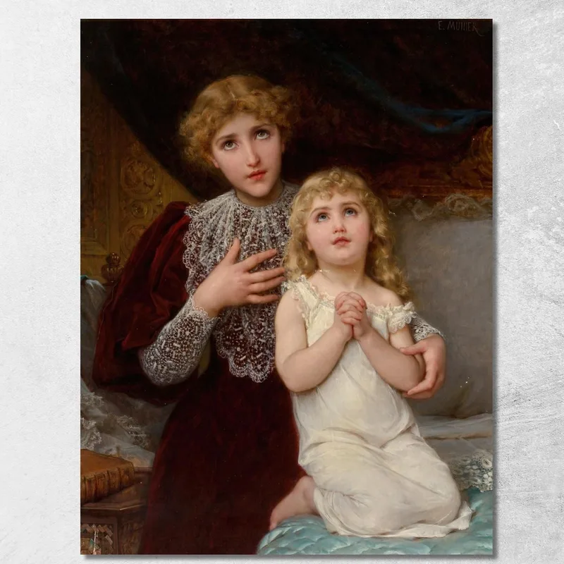 Abendgebet Émile Munier drucken auf leinwand