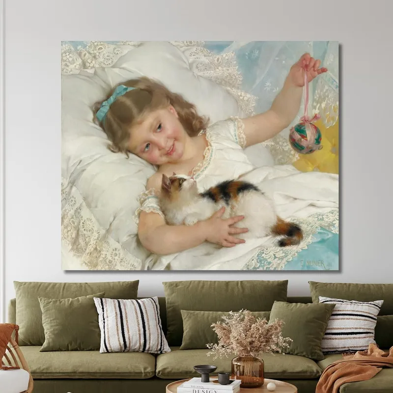 Little Girl & Cat Émile Munier