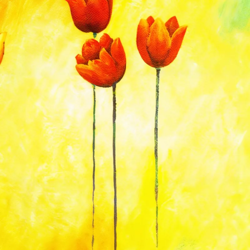 Lebhafte Tulpen im Farbspektrum drucken auf leinwand