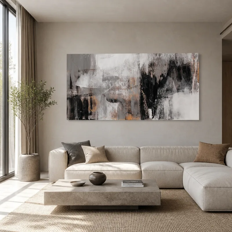 Leinwanddruck abstrakte monochrome pinselstriche