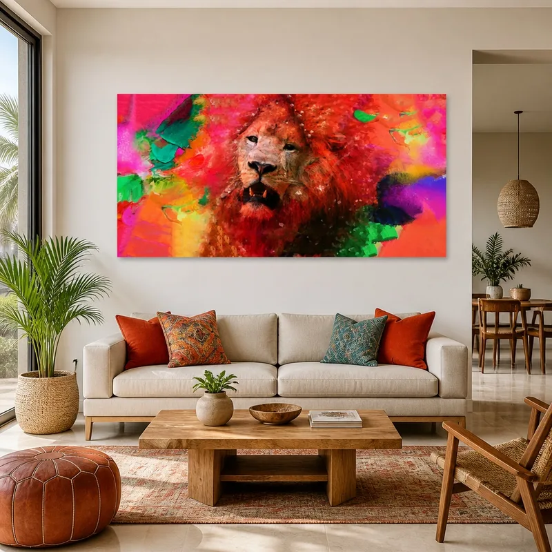 Lebhaftes Löwenporträt modernes wandbild