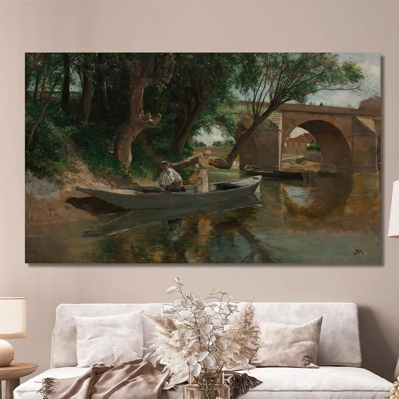 Ponte A Poissy, Pescatori Con Lenza Ernest Meissonier