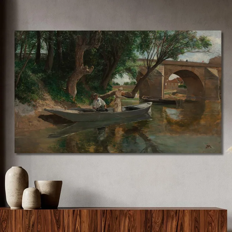 Ponte A Poissy, Pescatori Con Lenza Ernest Meissonier