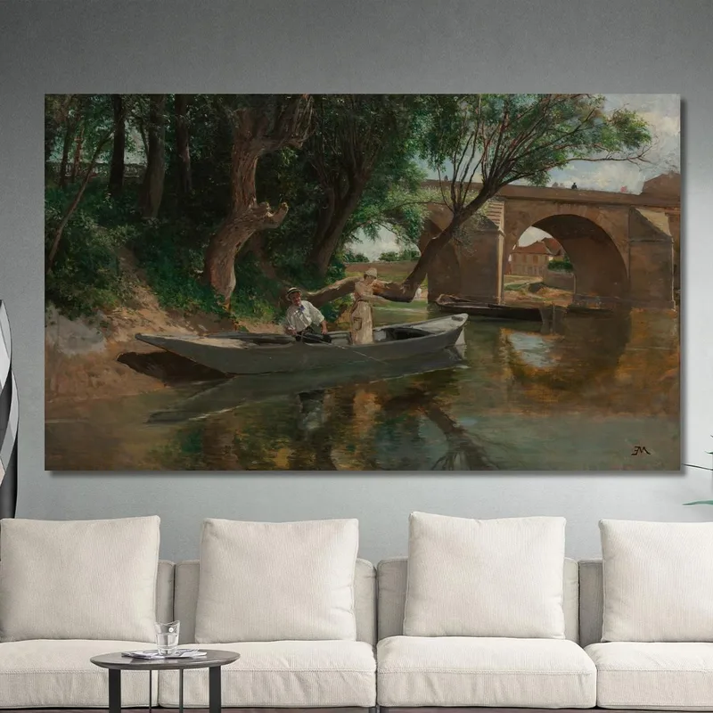 Ponte A Poissy, Pescatori Con Lenza Ernest Meissonier