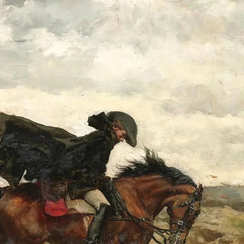 Le Voyageur / Le Maréchal Ney À Cheval Luttant Contre Le Vent Ernest Meissonier