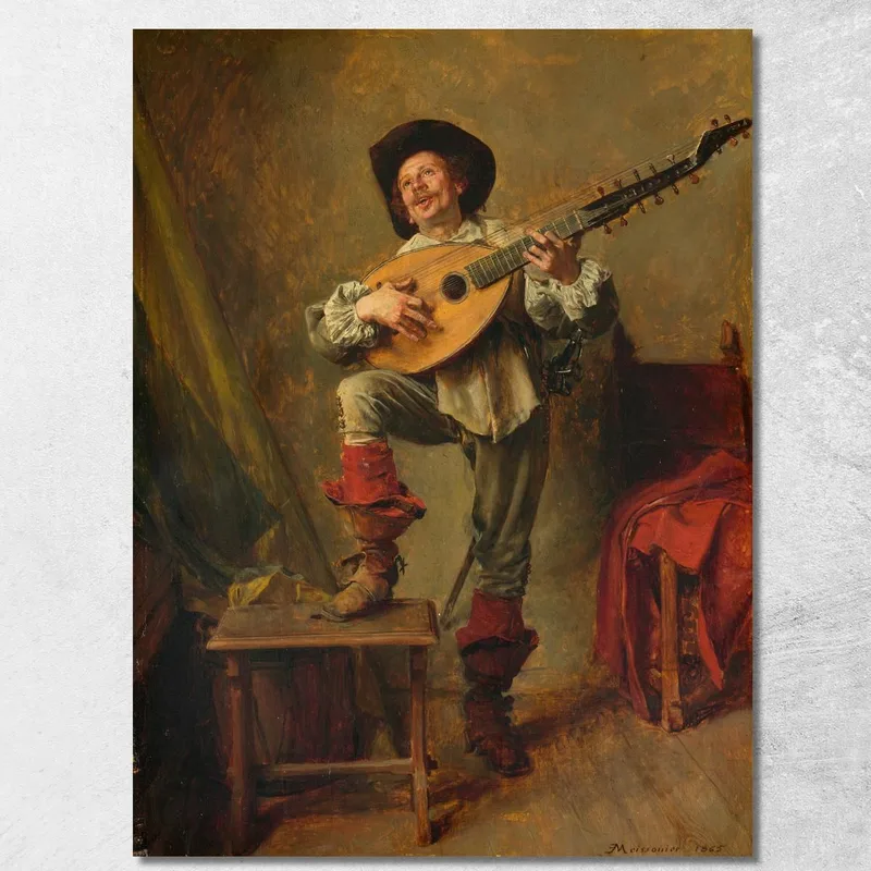Soldato Che Suona Il Tiorba Ernest Meissonier quadro stampa su tela