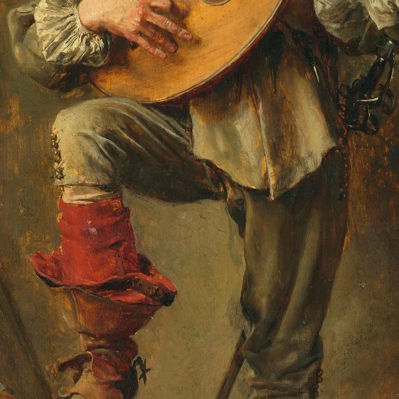 Soldat Jouant Du Théorbe Ernest Meissonier