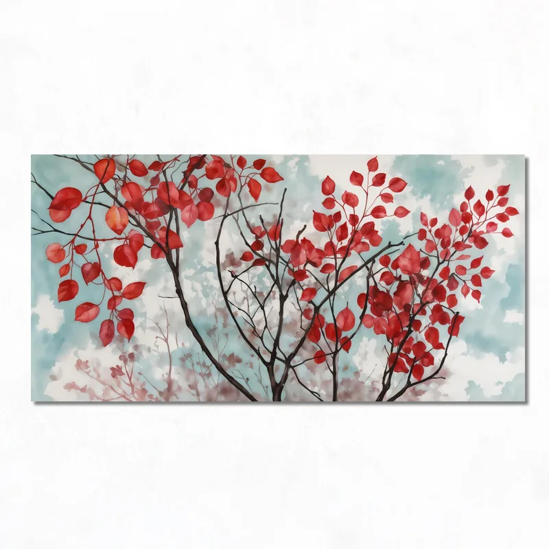 Red Foliage Against Sky canvas print