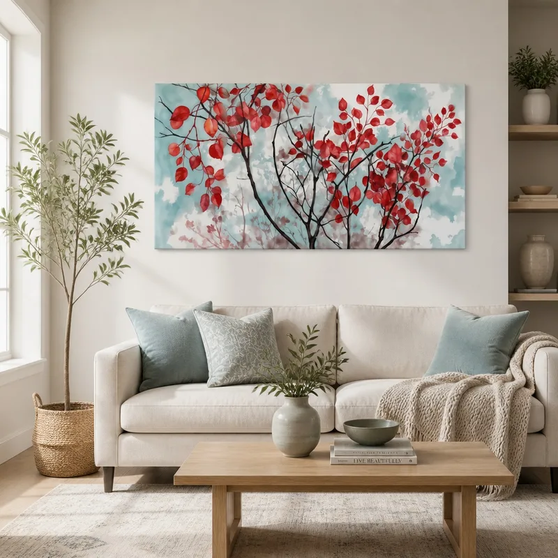 Red Foliage Against Sky canvas print
