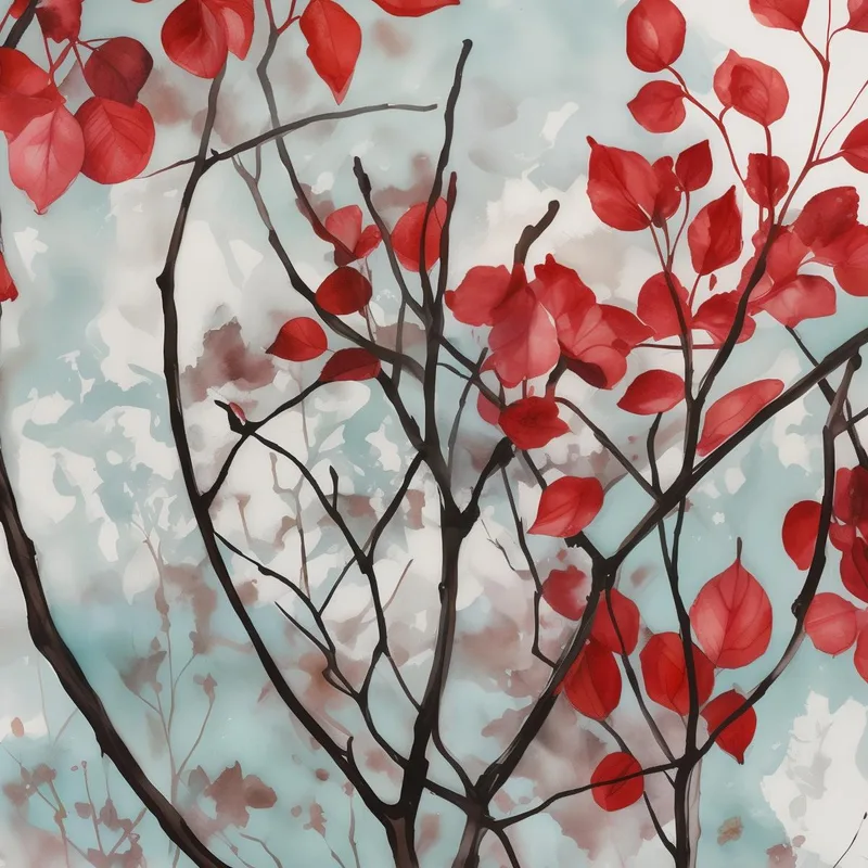 Red Foliage Against Sky canvas print