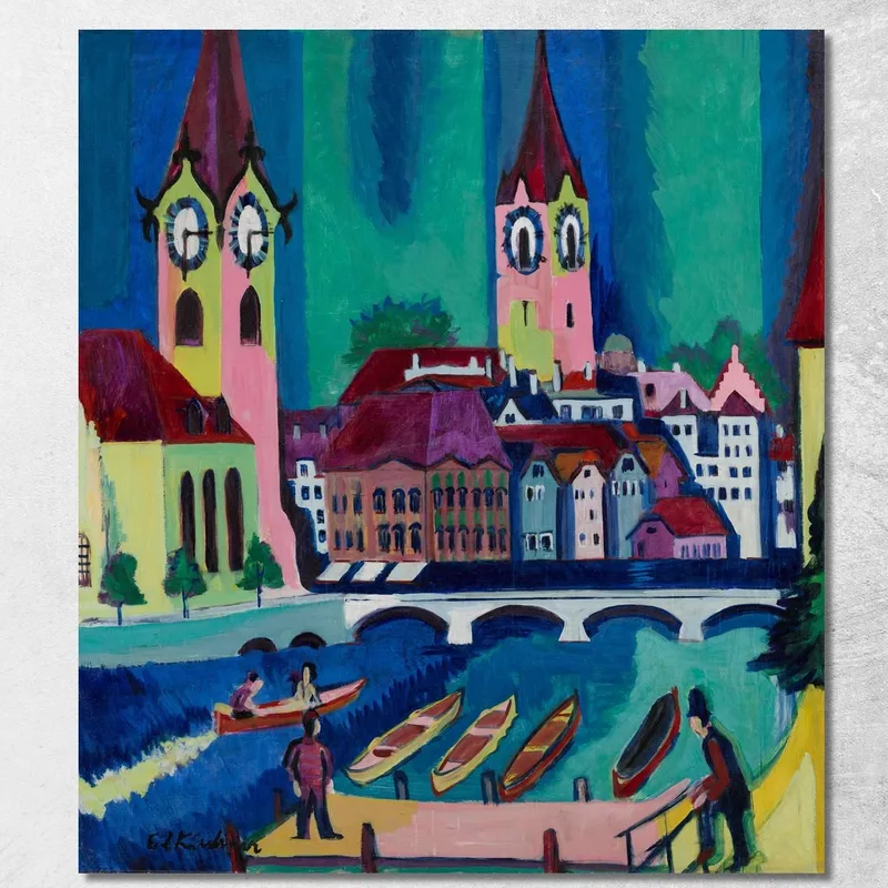 Zurigo 1926 Ernst Ludwig Kirchner quadro stampa su tela
