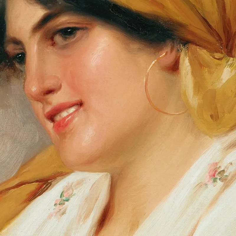 Ein Mädchen Mit Einem Gelben Kopftuch Eugen von Blaas