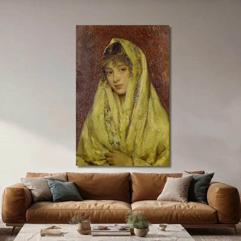 Girl In A Yellow Shawl Eugen von Blaas