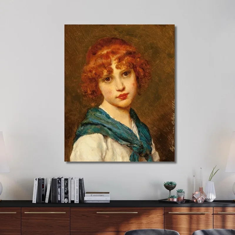 Fille Avec Une Écharpe Bleue Eugen von Blaas