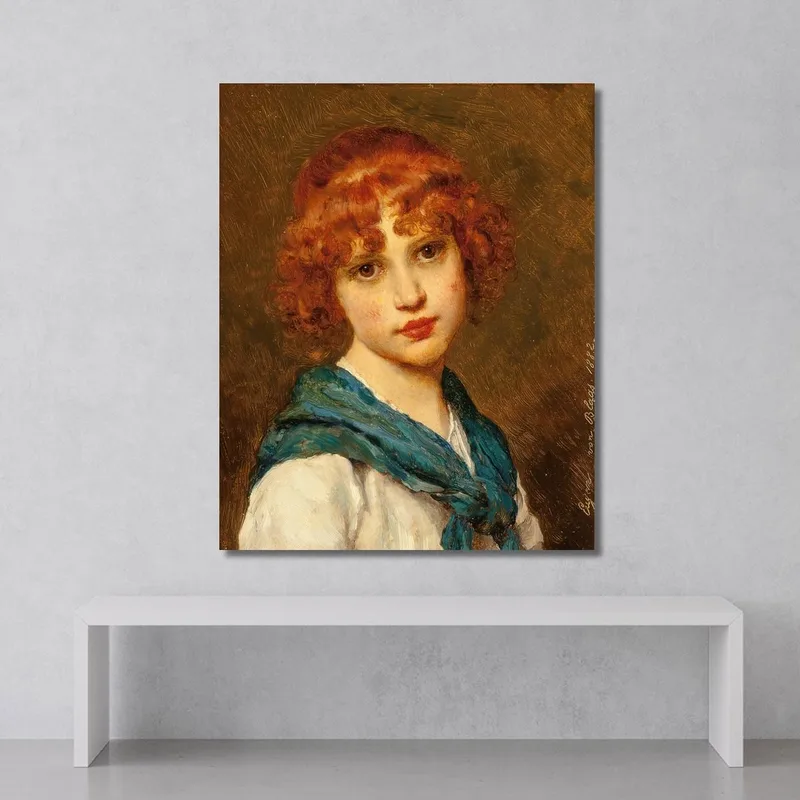 Fille Avec Une Écharpe Bleue Eugen von Blaas