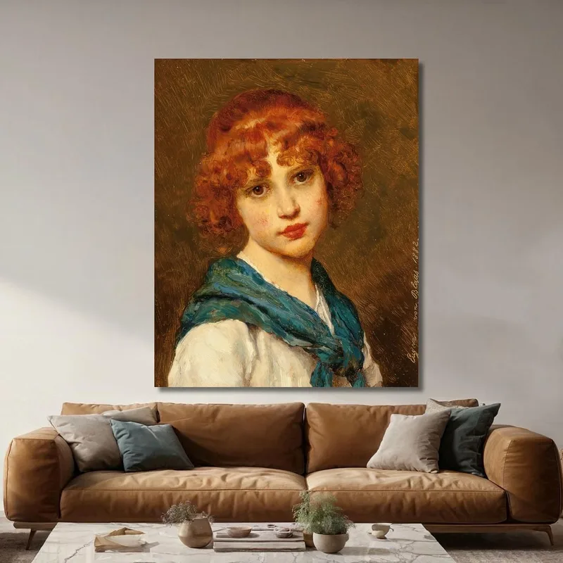 Fille Avec Une Écharpe Bleue Eugen von Blaas