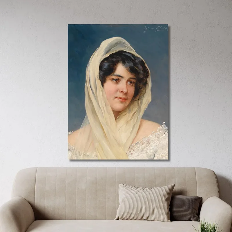 Porträt Einer Jungen Dame Mit Schleier Eugen von Blaas