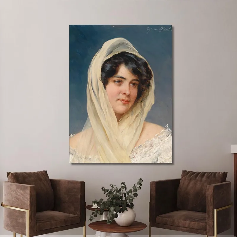 Porträt Einer Jungen Dame Mit Schleier Eugen von Blaas