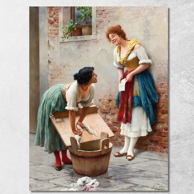 Condivisione Delle Notizie Eugen von Blaas quadro stampa su tela