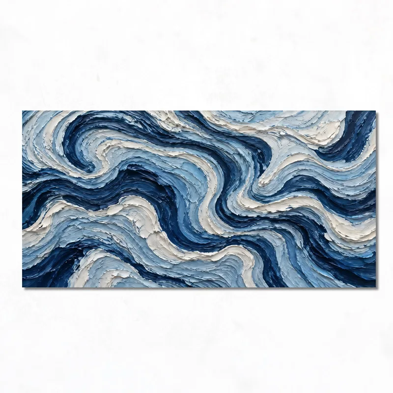 Leinwanddruck blaue wellen-abstraktion