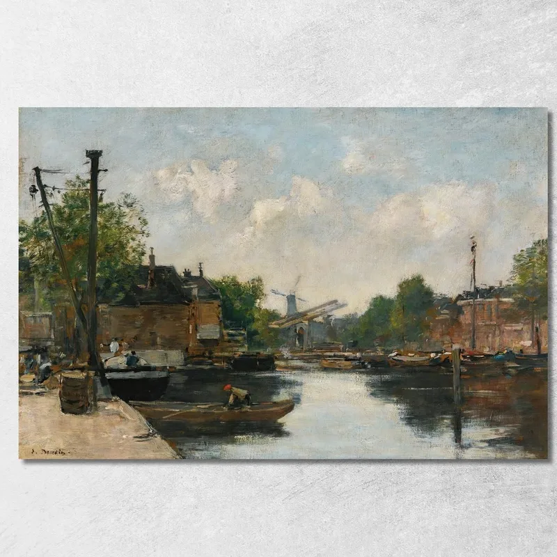 Canale A Rotterdam Eugène Boudin quadro stampa su tela