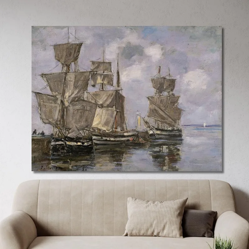 Barcos En El Puerto De Honfleur Eugène Boudin