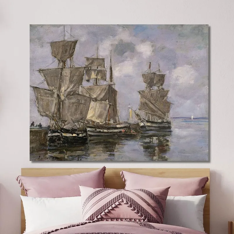 Barcos En El Puerto De Honfleur Eugène Boudin