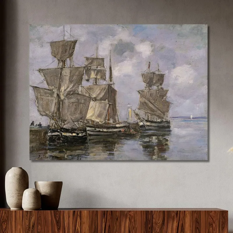 Barcos En El Puerto De Honfleur Eugène Boudin