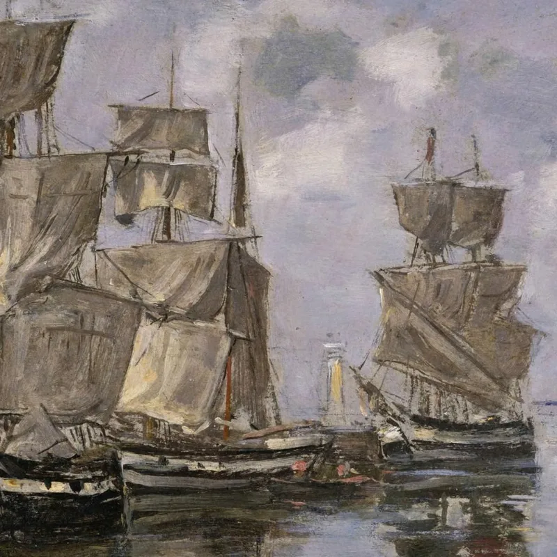 Barcos En El Puerto De Honfleur Eugène Boudin