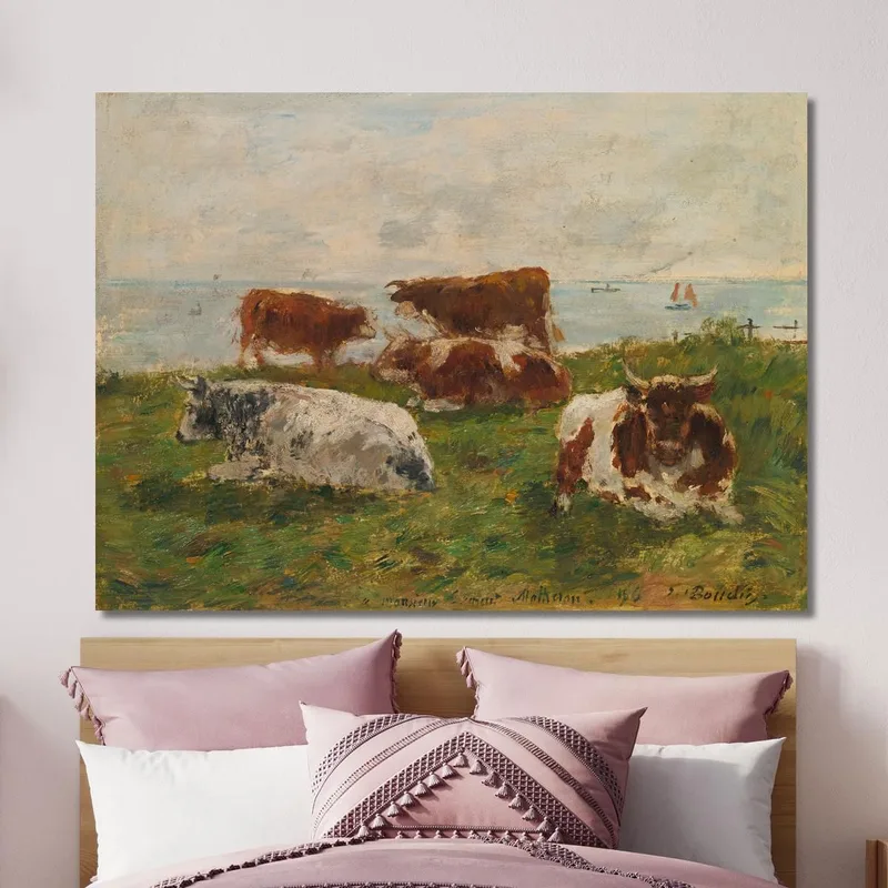 Kühe Auf Der Wiese Am Meer Eugène Boudin