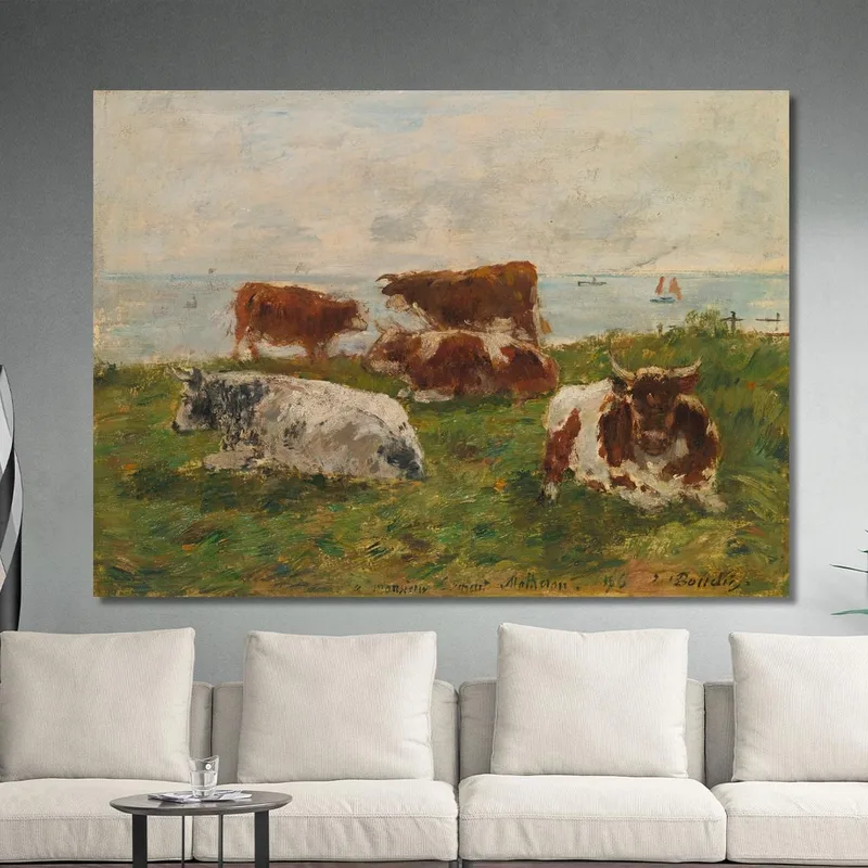 Kühe Auf Der Wiese Am Meer Eugène Boudin
